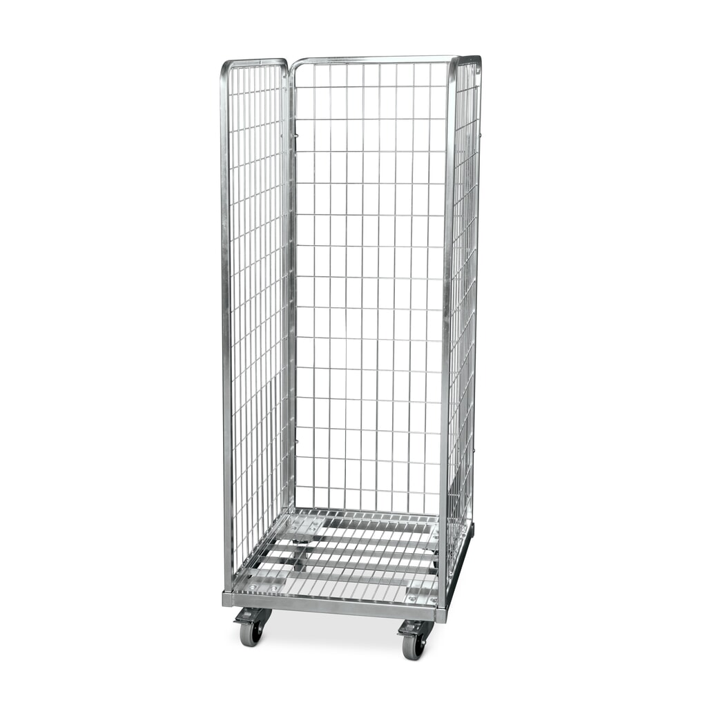 Stahl-Rollbehälter in Euro-Maß, 3-seitig, Ladefläche BxT 560 x 580 mm Produktabbildung: Stahl-Rollbehälter in Euro-Maß, 3-seitig, Ladefläche BxT 560 x 580 mm