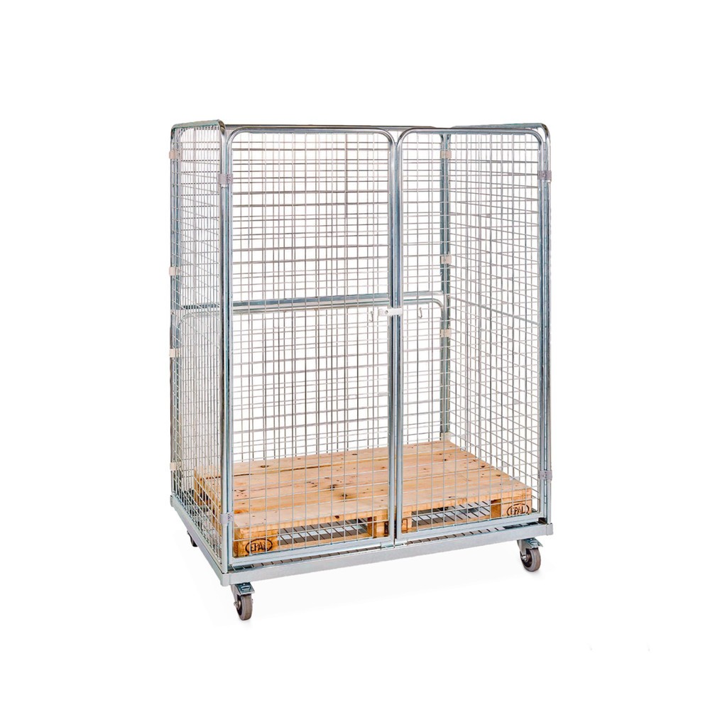 Produktabbildung: Stahl-Rollbehälter in Euro-Maß, 4-seitig, Ladefläche 1.298 x 887 mm