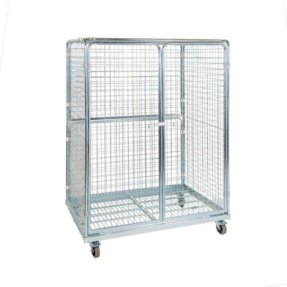 Produktabbildung: Stahl-Rollbehälter in Euro-Maß, 4-seitig mit Dach, Ladefläche 1.150 x 750 mm