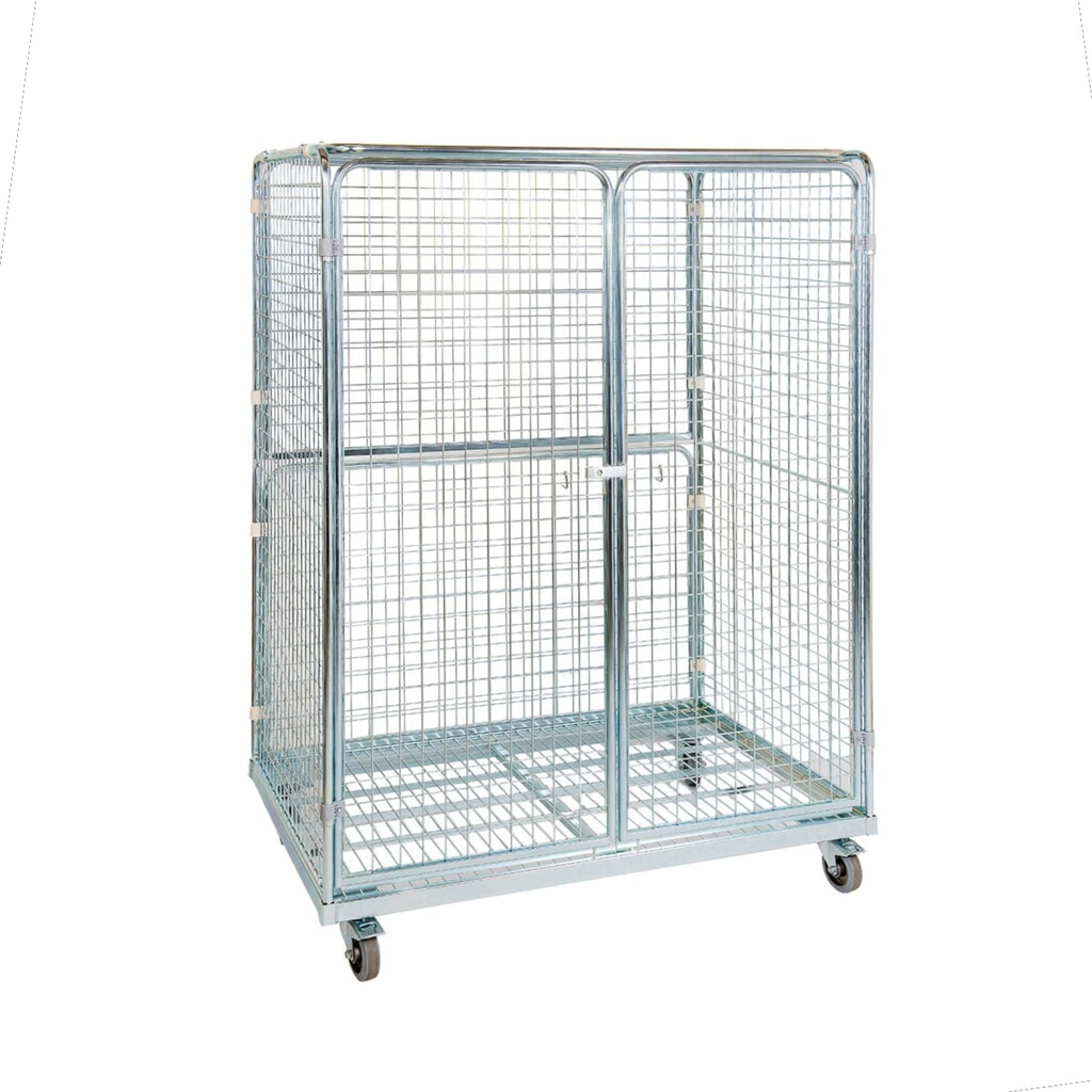 Produktabbildung: Stahl-Rollbehälter in Euro-Maß, 4-seitig mit Dach, Ladefläche 1.150 x 750 mm