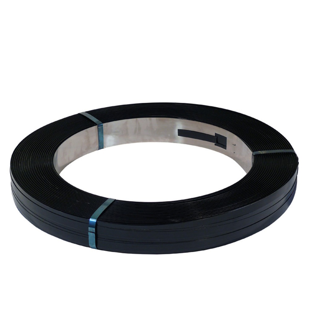 Produktabbildung: Stahlband, gebläut, 12,7 mm x 1010 lfm., Kern-Ø 406 mm, 0,50 mm Stärke, Packenwicklung