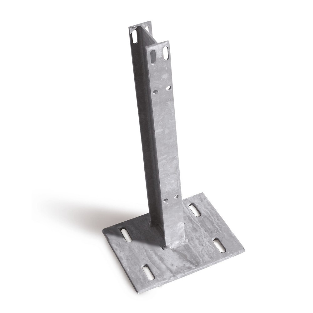 Produktabbildung: Stahlpfosten IPE für Schutzplanken, mit Fußplatte zur Bodenbefestigung