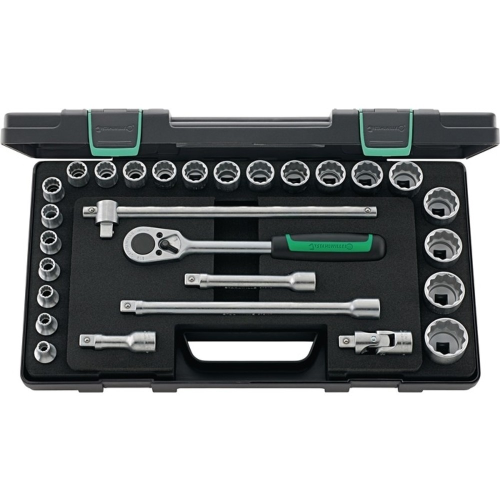Produktabbildung: STAHLWILLE Steckschlüsselsatz 50/22/6 28-tlg.1/2 Zoll SW 8-32mm Z.36 12KT