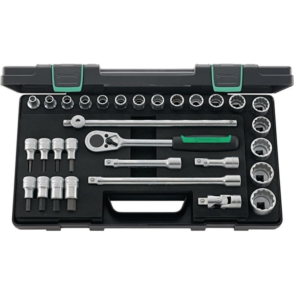 Produktabbildung: STAHLWILLE Steckschlüsselsatz 50/54/25/6 KN 31-tlg.1/2 Zoll SW 8-32mm Z.36 12KT