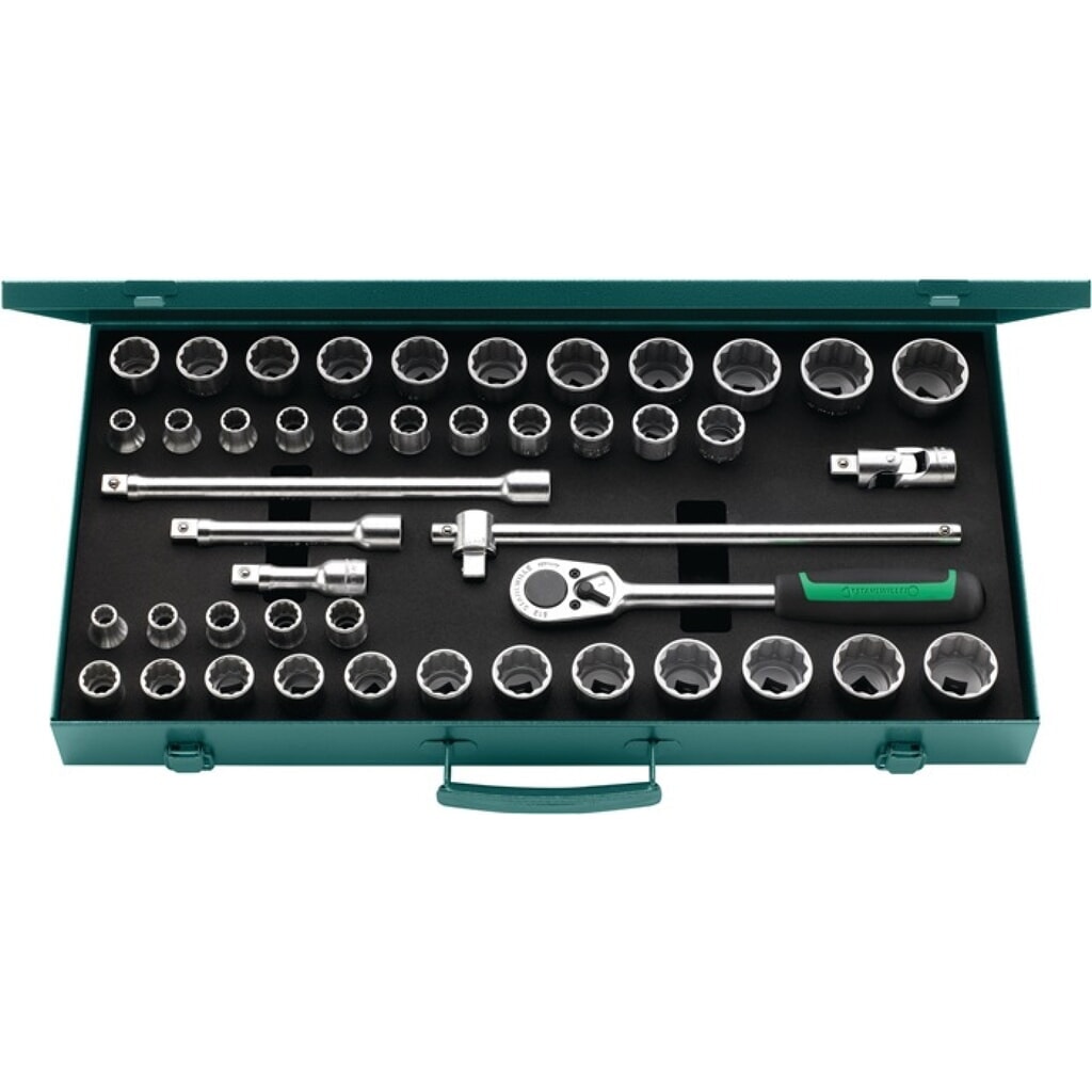 Steckschlüsselsatz 50Ma/39/6 N 45-teilig 1/2 ″ Schlüsselweiten 10-13 mm 3/8-1 1/4 Produktabbildung: Steckschlüsselsatz 50Ma/39/6 N 45-teilig 1/2 ″ Schlüsselweiten 10-13 mm 3/8-1 1/4