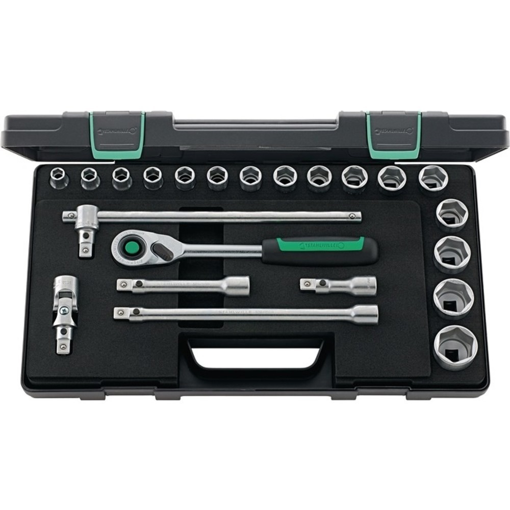 Produktabbildung: STAHLWILLE Steckschlüsselsatz 52/16/6QR 22-tlg.1/2 Zoll SW 10-32mm Z.80 6KT