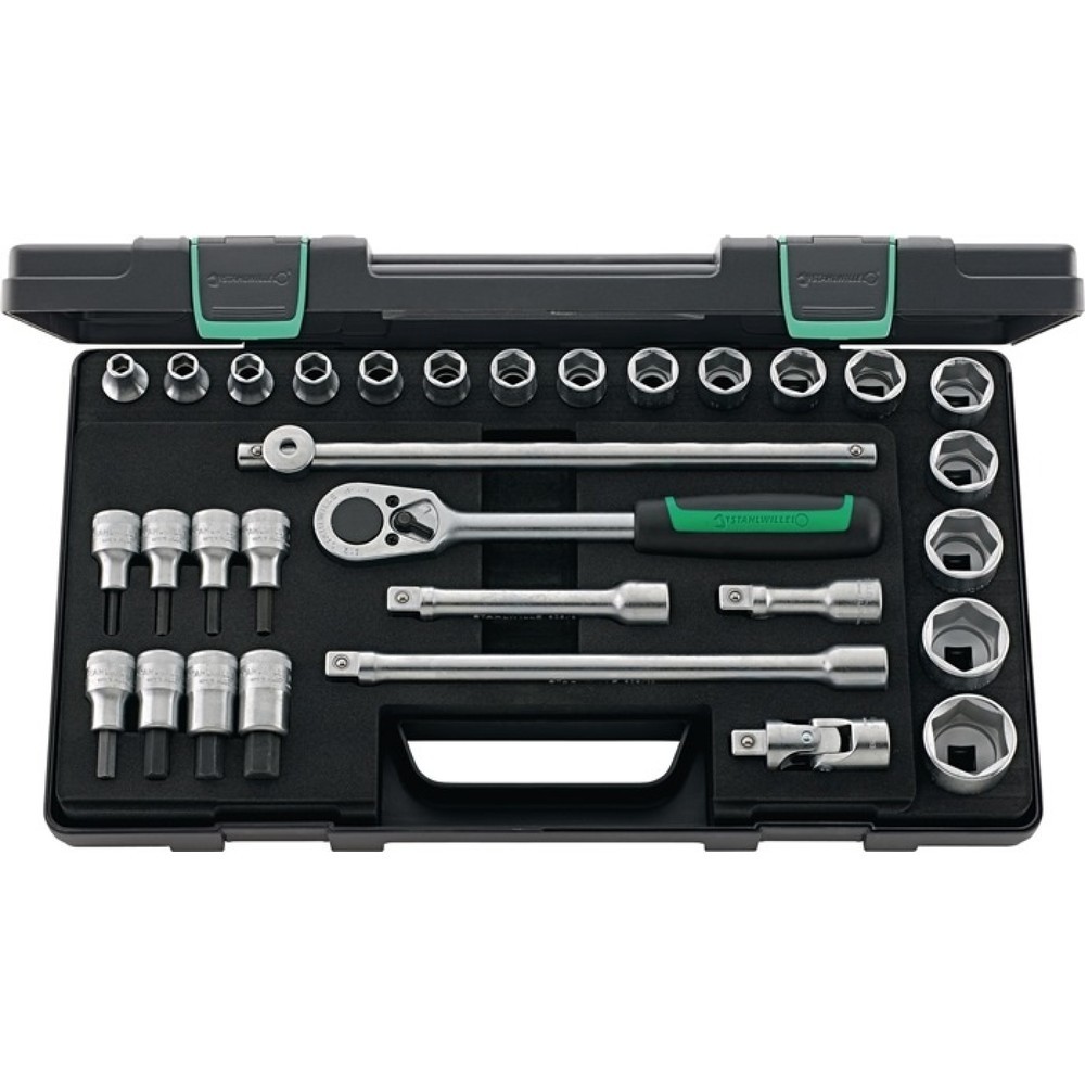 Produktabbildung: STAHLWILLE Steckschlüsselsatz 52/54/25/6 31-tlg.1/2 Zoll SW 8-32mm Z.36 6KT