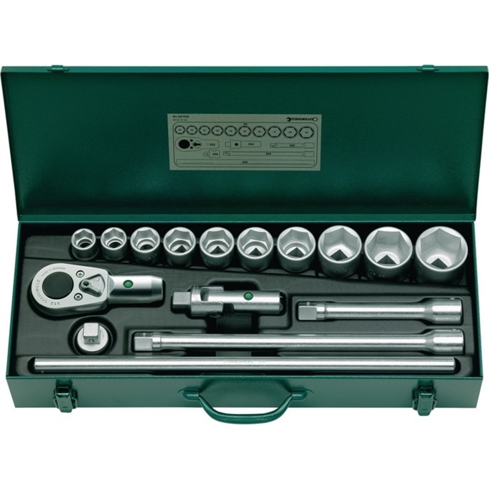 Produktabbildung: STAHLWILLE Steckschlüsselsatz 55/10/6 16-tlg.3/4 Zoll SW 22-50mm Z.36 6KT