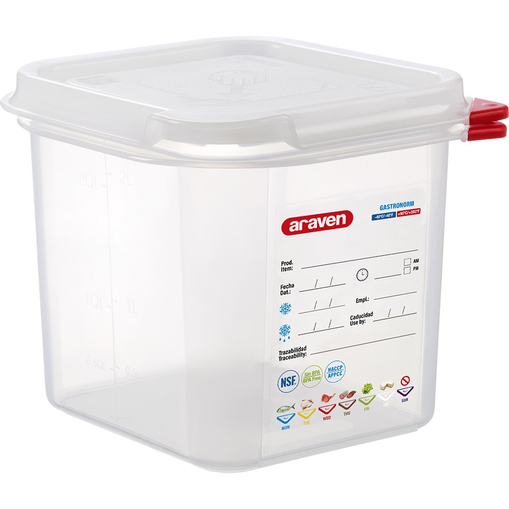 Produktabbildung: Stalgast ARAVEN Gastronormbehälter mit Deckel, Polypropylen, GN 1/6 (150 mm)