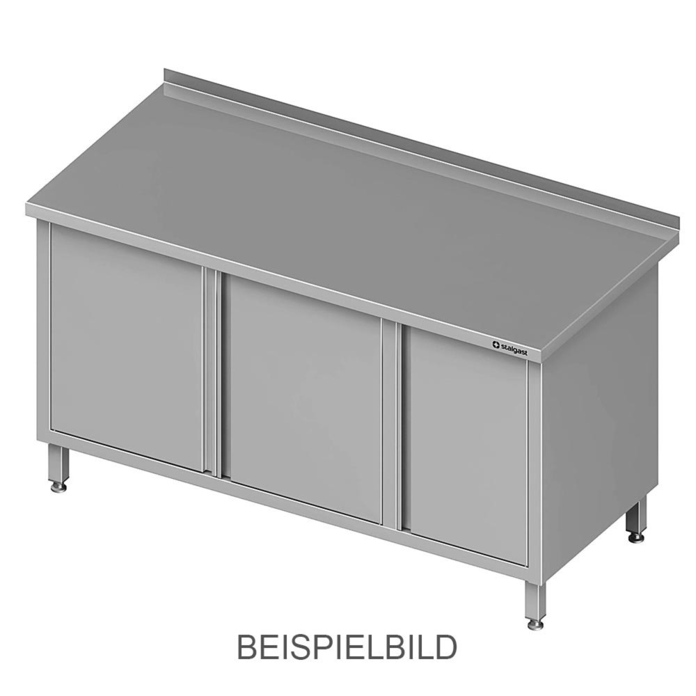 Produktabbildung: Stalgast Arbeitsschrank mit Flügeltüren, 1200x600x850 mm, mit Flügeltürschrank links, mit Aufkantung, verschweißt