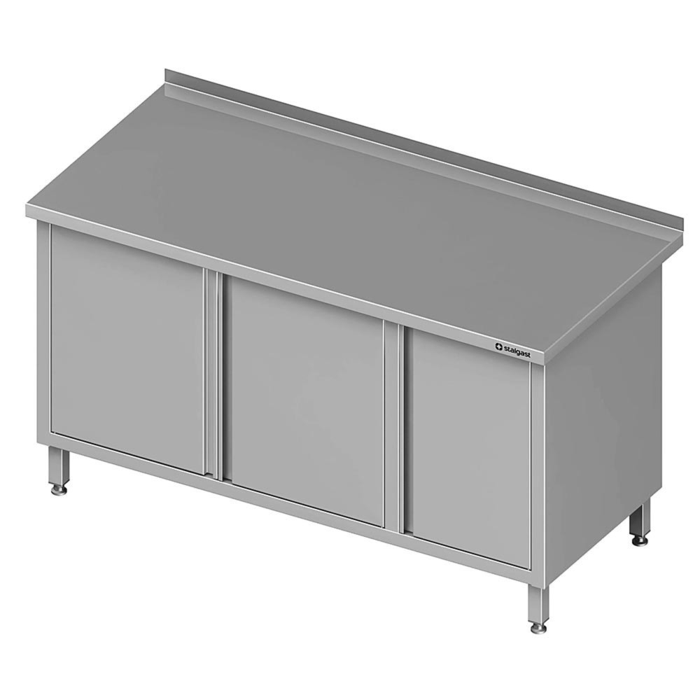 Produktabbildung: Stalgast Arbeitsschrank mit Flügeltüren, 1300x600x850 mm, mit Flügeltürschrank rechts, mit Aufkantung, verschweißt
