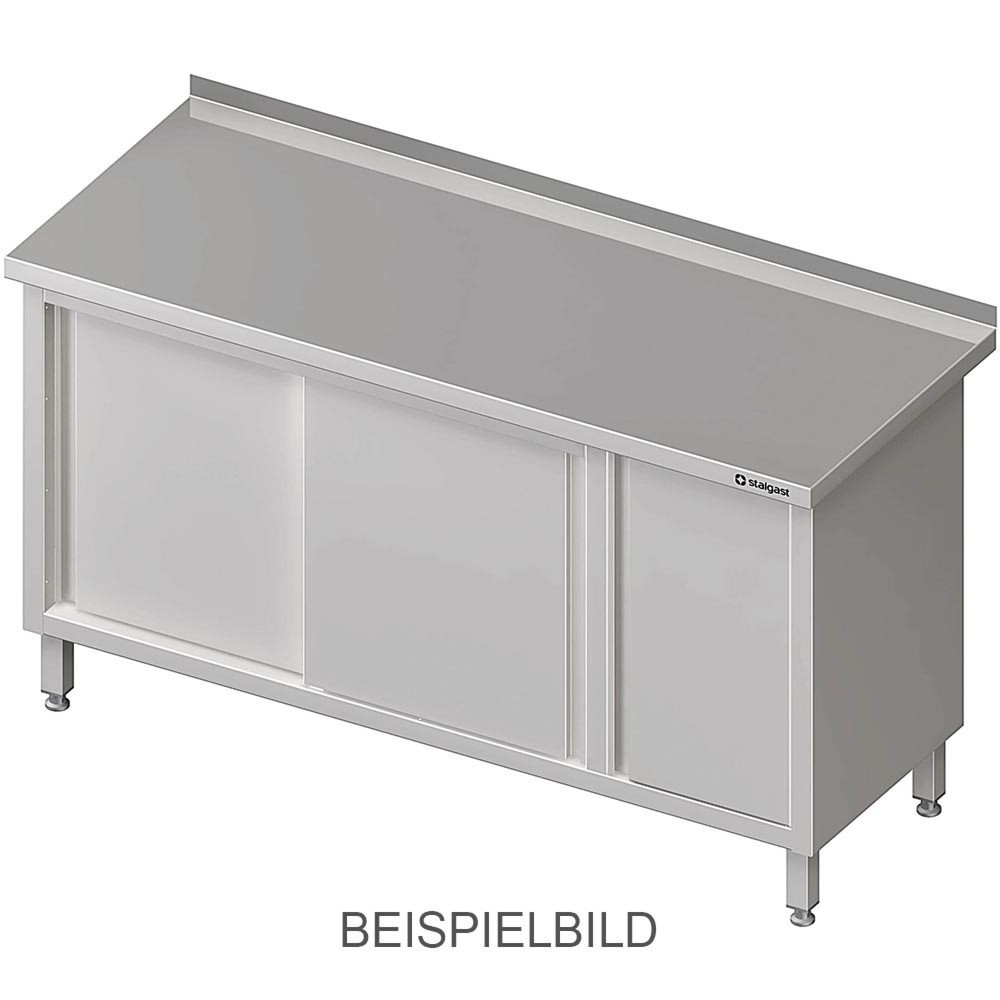 Produktabbildung: Stalgast Arbeitsschrank mit Schiebetüren, 1200x600x850 mm, mit Flügeltürschrank links, ohne Aufkantung, verschweißt