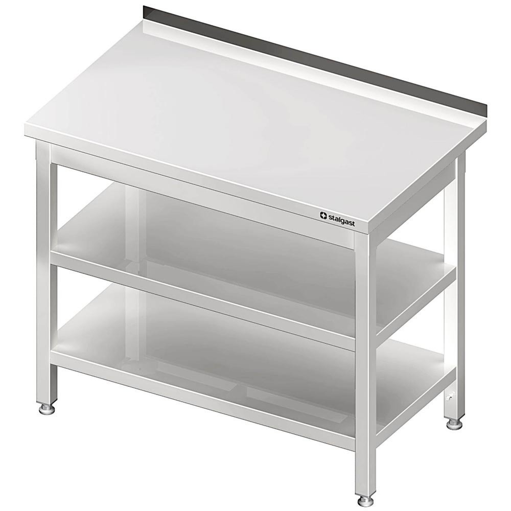 Produktabbildung: Stalgast Arbeitstisch mit Grund- und Zwischenboden, 400x600x850 mm, mit Aufkantung, verschweißt