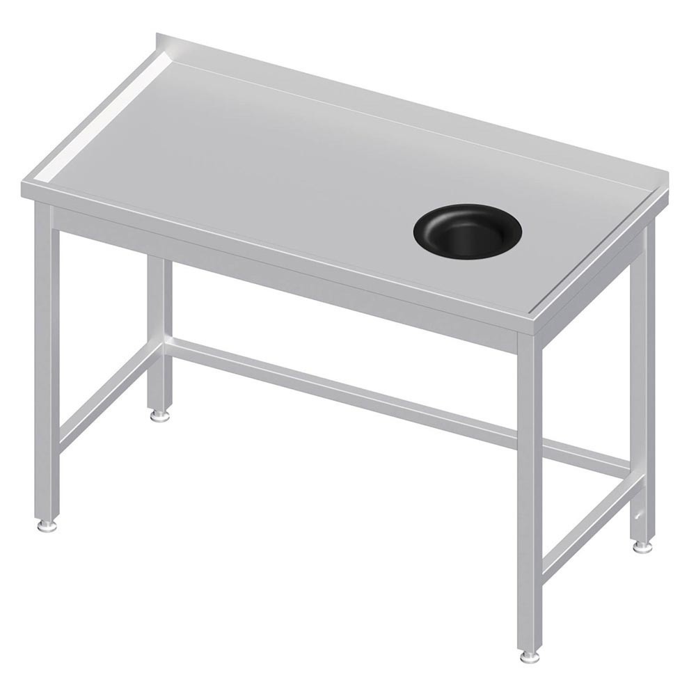 Produktabbildung: Stalgast Arbeitstisch ohne Grundboden, 900x700x850 mm, mit Abfallloch rechts, mit Aufkantung, verschweißt