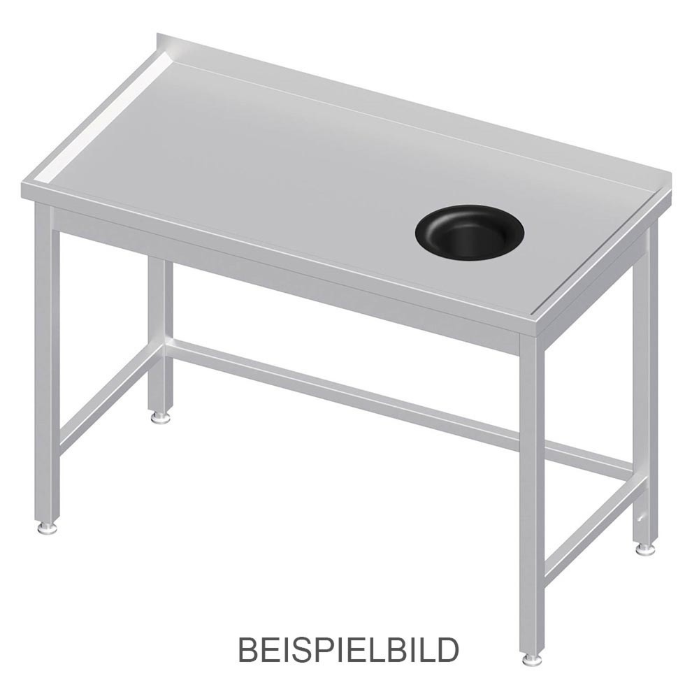 Produktabbildung: Stalgast Arbeitstisch ohne Grundboden, 900x600x850 mm, mit Abfallloch rechts, ohne Aufkantung, verschweißt