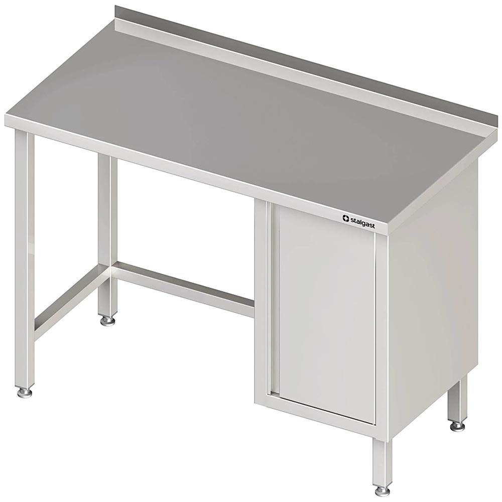 Produktabbildung: Stalgast Arbeitstisch ohne Grundboden, 900x600x850 mm, mit Flügeltürschrank rechts, mit Aufkantung, verschweißt