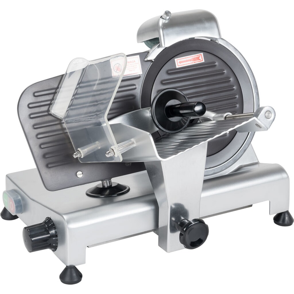 Stalgast Aufschnittmaschine mit antihaftbeschichteter Anschlagplatte und Messer 220 mm Ø Produktabbildung: Stalgast Aufschnittmaschine mit antihaftbeschichteter Anschlagplatte und Messer 220 mm Ø