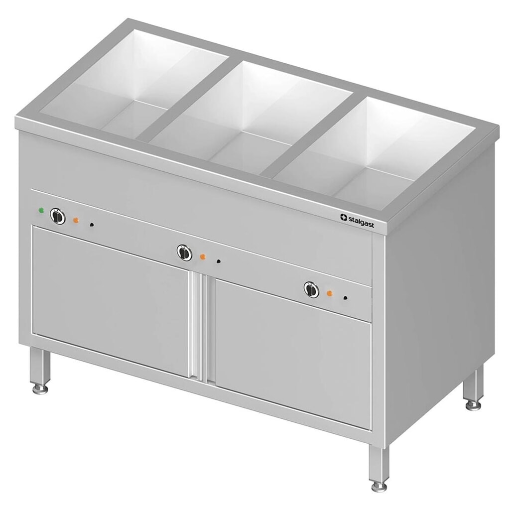 Produktabbildung: Stalgast Bain-Marie Standgerät mit geschlossenem Unterbau und separaten Becken,  für 2x GN1/760x600x850 mm