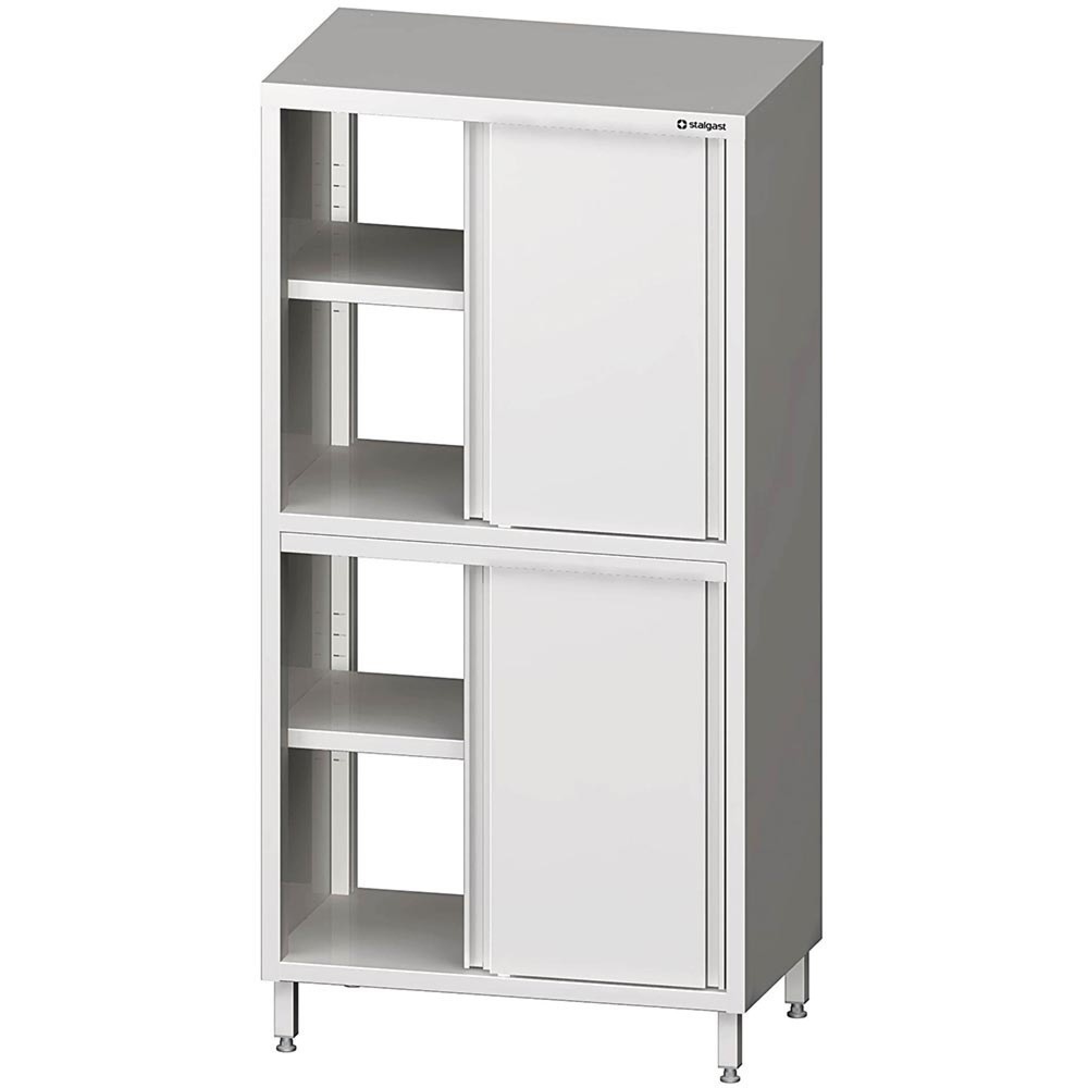 Produktabbildung: Stalgast Durchreiche-Hochschrank mit Schiebetüren, 800x600x2000 mm, mit zwei Schrankräumen, verschweißt