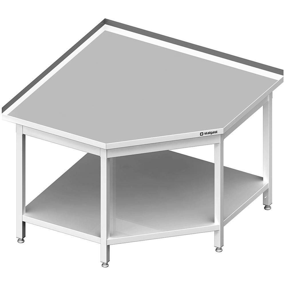 Produktabbildung: Stalgast Eckarbeitstisch mit Grundboden, 600x600x850 mm, mit Aufkantung, verschweißt