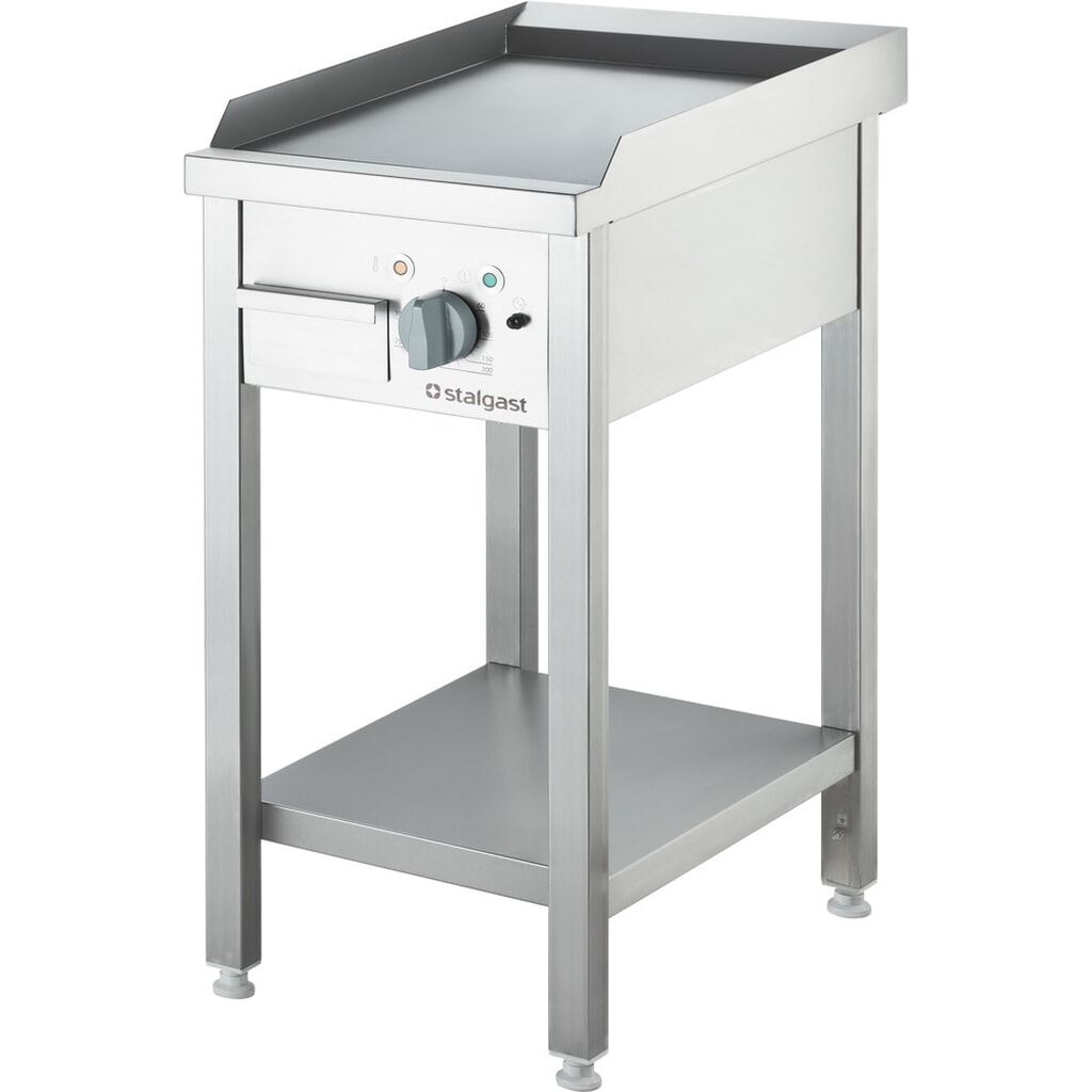 Produktabbildung: Stalgast Elektro-Griddleplatte als Standgerät - glatt, Unterbau offen, 400 x 700 x 850 mm (BxTxH)