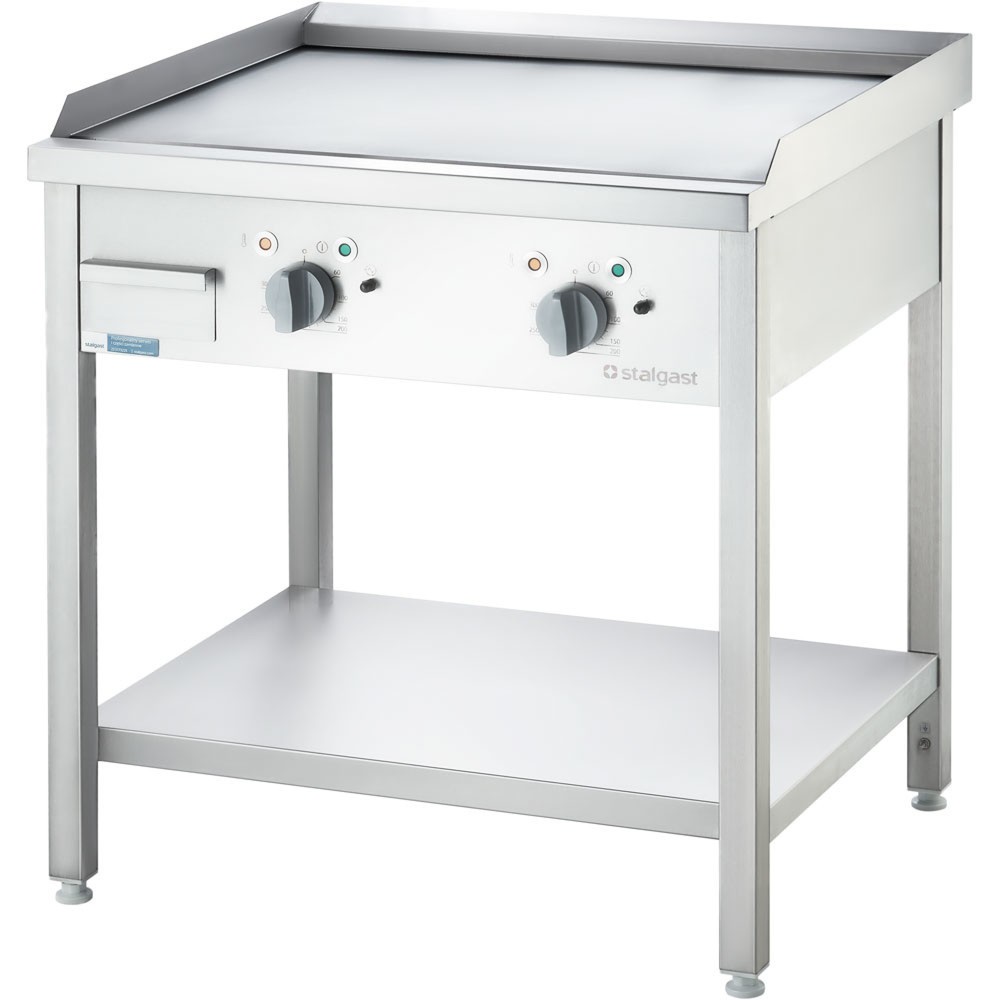 Produktabbildung: Stalgast Elektro-Griddleplatte als Standgerät - glatt, Unterbau offen, 800 x 700 x 850 mm (BxTxH)