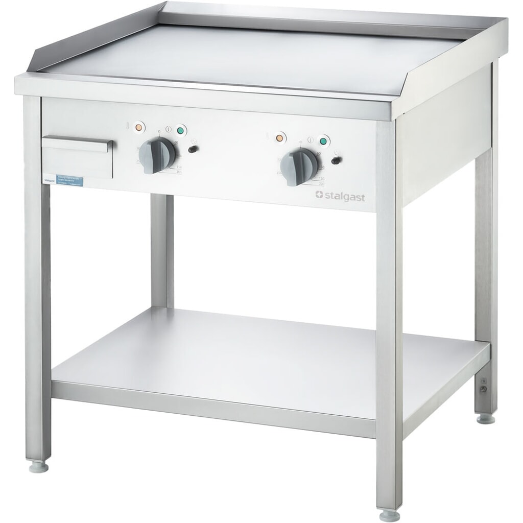 Produktabbildung: Stalgast Elektro-Griddleplatte als Standgerät - glatt, Unterbau offen, 800 x 700 x 850 mm (BxTxH)