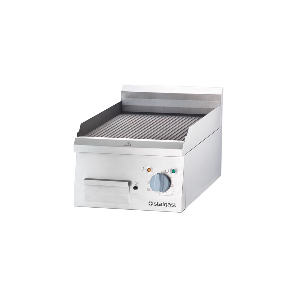 Produktabbildung: Stalgast Elektro-Griddleplatte als Tischgerät, 400x700 mm, gerillte Grillfläche, Serie 700 ND