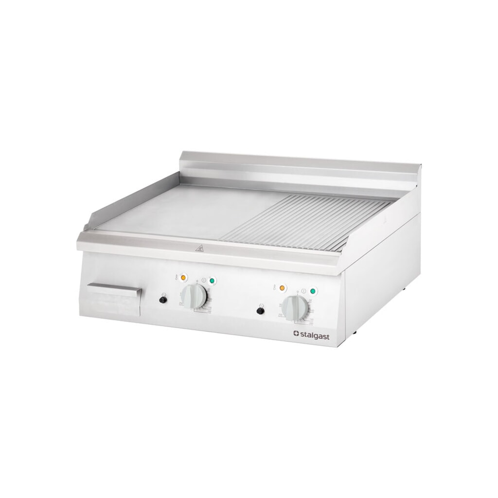 Produktabbildung: Stalgast Elektro-Griddleplatte als Tischgerät, 800x700 mm, ½ glatte/½ gerillte Grillfläche, Serie 700 ND