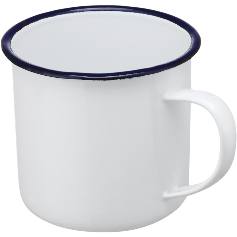 Produktabbildung: Stalgast Emaille-Henkelbecher, weiß mit blauem Rand, Ø 8 cm, 400 ml