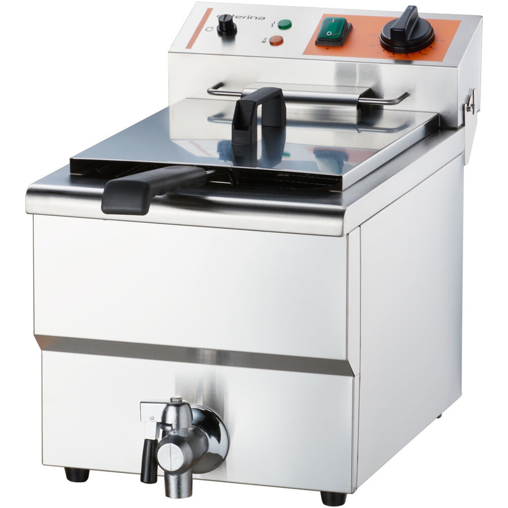 CATERINA Stalgast Fritteuse, 8 Liter, mit Ablasshahn 300x510x390 mm (BxTxH), 3 kW 230V Produktabbildung: CATERINA Stalgast Fritteuse, 8 Liter, mit Ablasshahn 300x510x390 mm (BxTxH), 3 kW 230V
