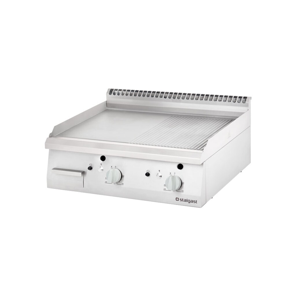 Produktabbildung: Stalgast Gas-Griddleplatte als Tischgerät, 800x700 mm, gerillte Grillfläche, Serie 700 ND
