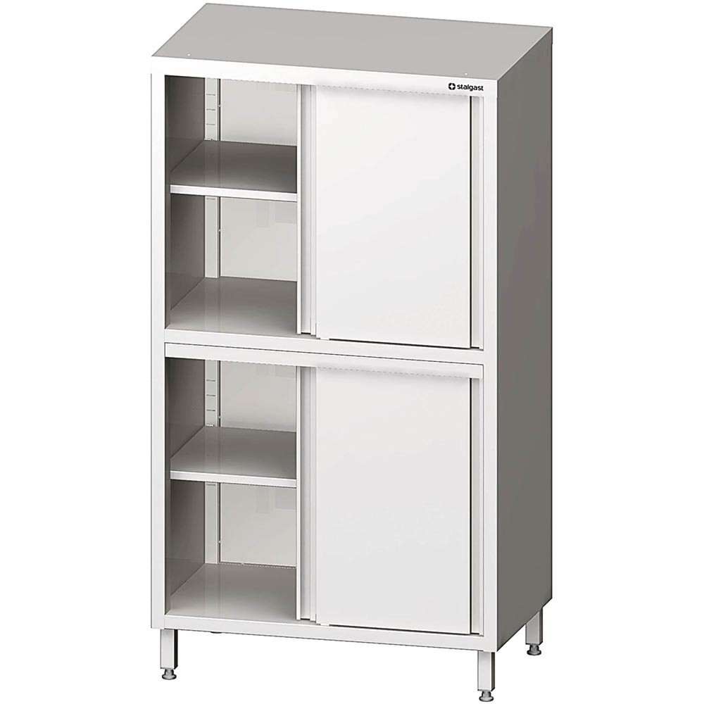 Produktabbildung: Stalgast Hochschrank mit Schiebetüren, 900x600x1800 mm, mit zwei Schrankräumen, verschweißt