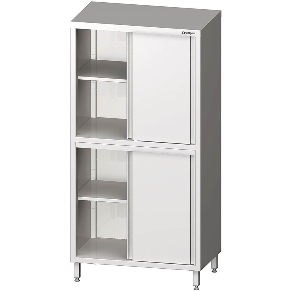 Produktabbildung: Stalgast Hochschrank mit Schiebetüren, 900x500x2000 mm, mit zwei Schrankräumen, verschweißt