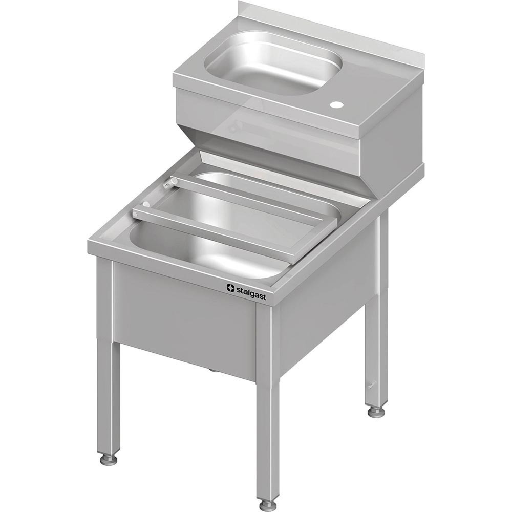Produktabbildung Nr. 1: Stalgast Handwasch- und Ausgussbecken-Kombination, 500x700x850 mm, mit klappbaren Abstellrost, mit Aufkantung, verschweißt
