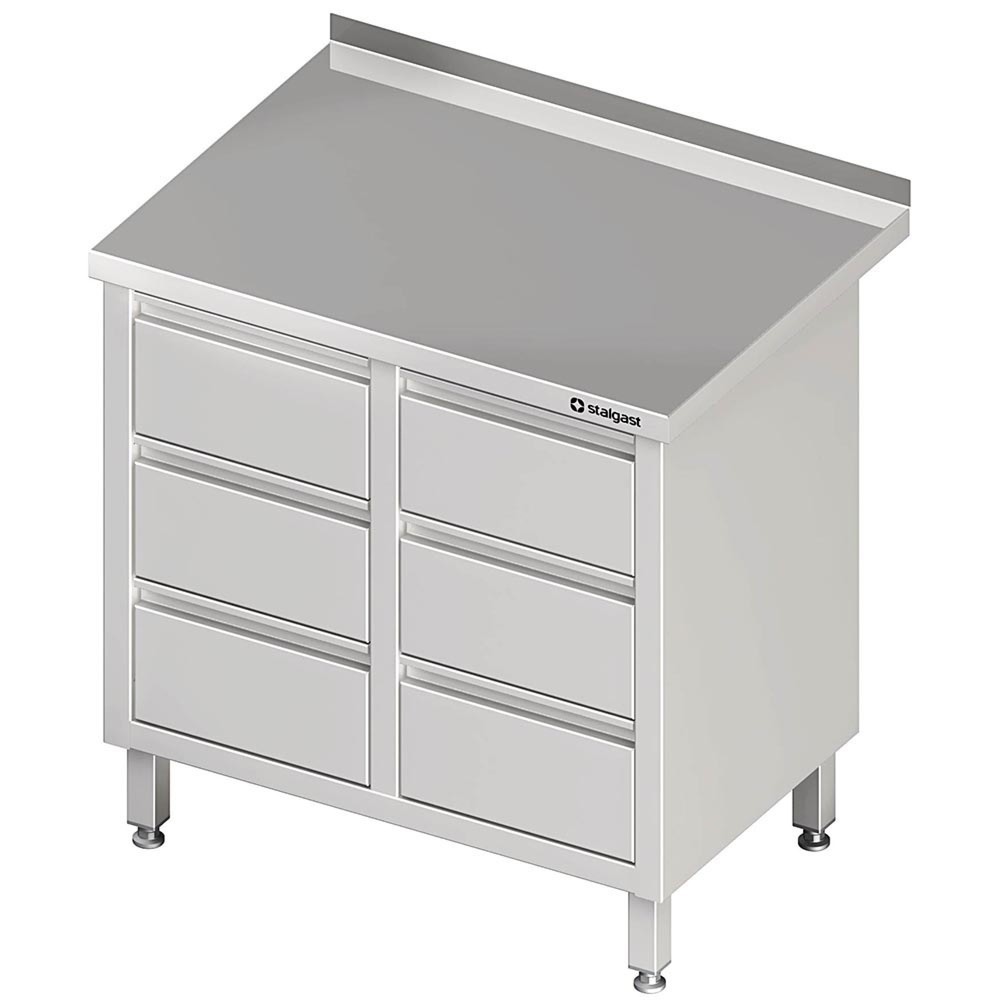 Produktabbildung: Stalgast Schubladenschrank mit 2x3 Schubladen, 840x600x850 mm, mit Aufkantung, verschweißt