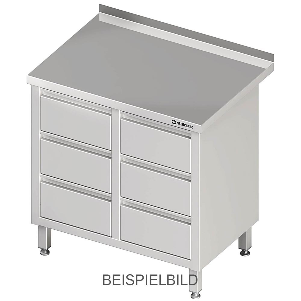 Produktabbildung: Stalgast Schubladenschrank mit 2x3 Schubladen, 840x700x850 mm, ohne Aufkantung, verschweißt