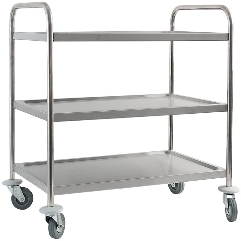 Produktabbildung: Stalgast Servierwagen aus Edelstahl, mit drei Borden, 860 x 540 x 920 mm (BxTxH)