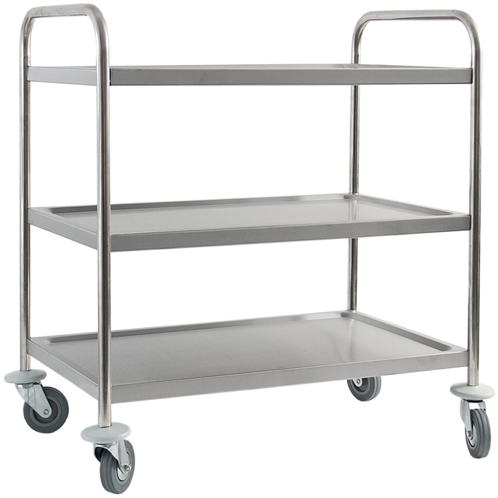 Stalgast Servierwagen aus Edelstahl, mit drei Borden, 860 x 540 x 920 mm (BxTxH) Produktabbildung: Stalgast Servierwagen aus Edelstahl, mit drei Borden, 860 x 540 x 920 mm (BxTxH)