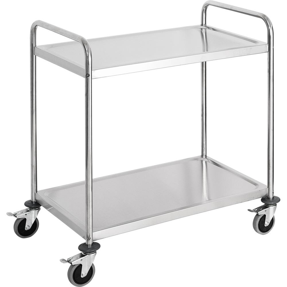 Produktabbildung: Stalgast Servierwagen aus Edelstahl, mit zwei Borden, 860 x 540 x 920 mm (BxTxH)