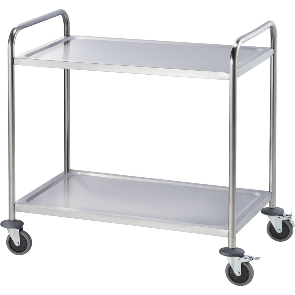 Stalgast Servierwagen aus Edelstahl, mit zwei Borden, 860 x 540 x 940 mm (BxTxH) Produktabbildung: Stalgast Servierwagen aus Edelstahl, mit zwei Borden, 860 x 540 x 940 mm (BxTxH)