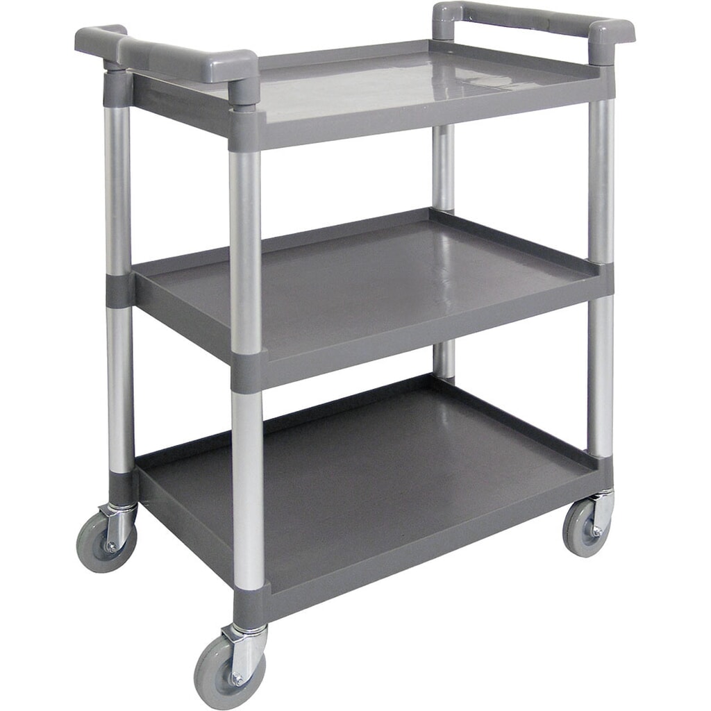 Stalgast Servierwagen aus Kunststoff, mit drei Borden, 860 x 425 x 910 mm (BxTxH) Produktabbildung: Stalgast Servierwagen aus Kunststoff, mit drei Borden, 860 x 425 x 910 mm (BxTxH)