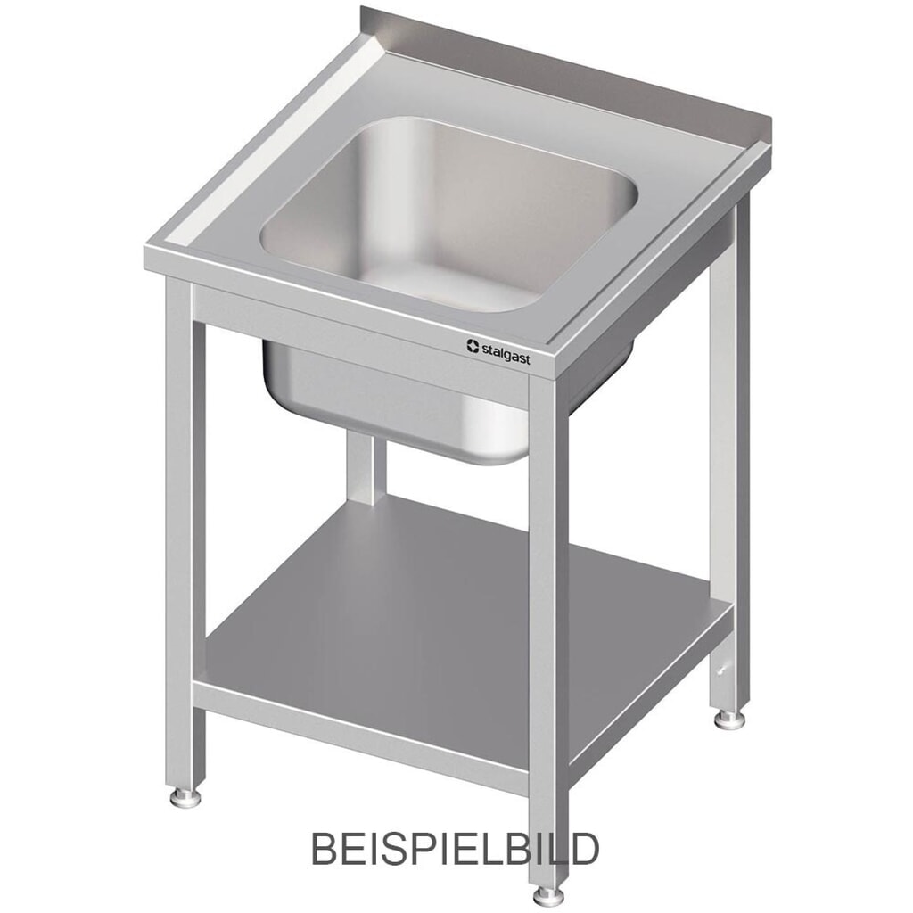 Stalgast Spültisch mit Grundboden 600x700x850 mm, mit einem Becken mit Aufkantung, verschweißt Produktabbildung: Stalgast Spültisch mit Grundboden 600x700x850 mm, mit einem Becken mit Aufkantung, verschweißt