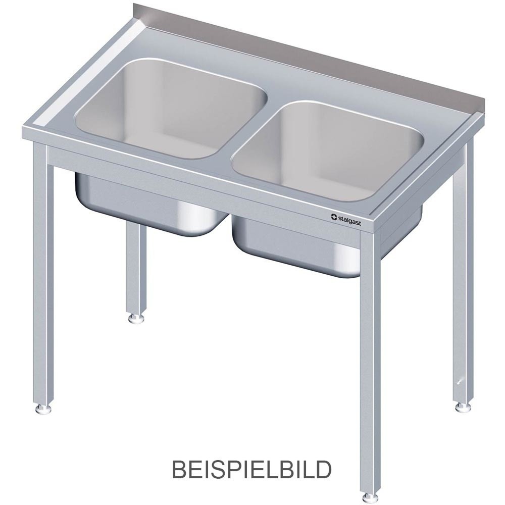 Produktabbildung: Stalgast Spültisch ohne Grundboden 1100x700x850 mm, mit zwei Becken links, mit Aufkantung, verschweißt