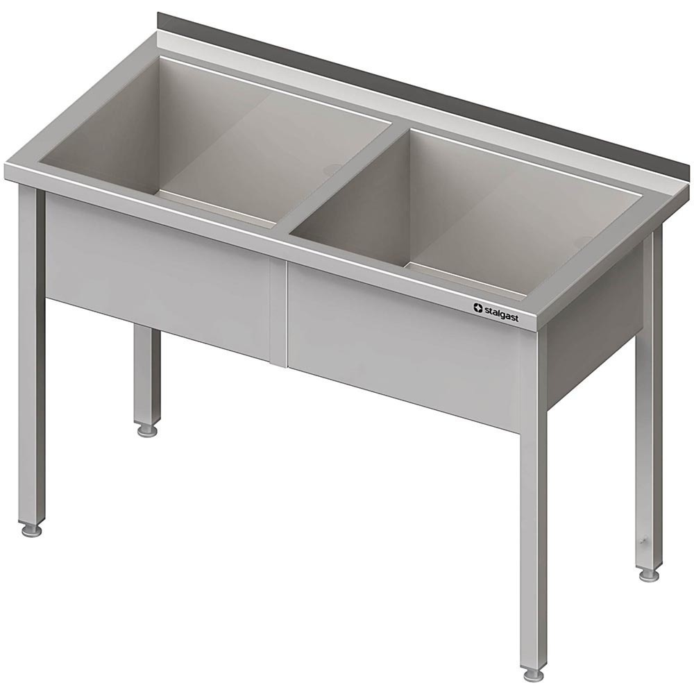 Produktabbildung Nr. 2: Stalgast Topfspüle mit zwei Becken, 1200x700x850 mm, 300 mm Beckenhöhe, mit Aufkantung, verschweißt