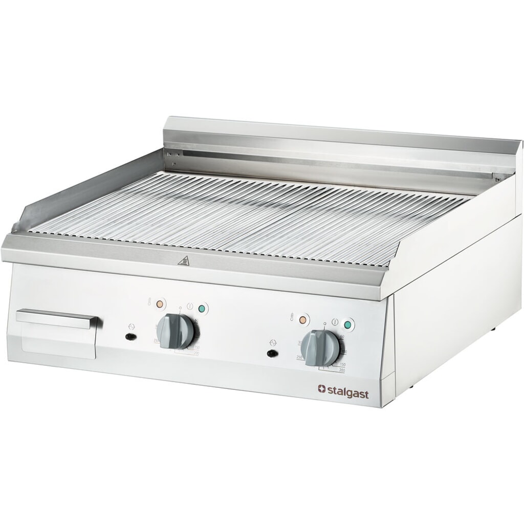 Produktabbildung: Stalgast Verchromte Elektro-Griddleplatte als Tischgerät, 800x700 mm, gerillte Grillfläche, Serie 700 ND
