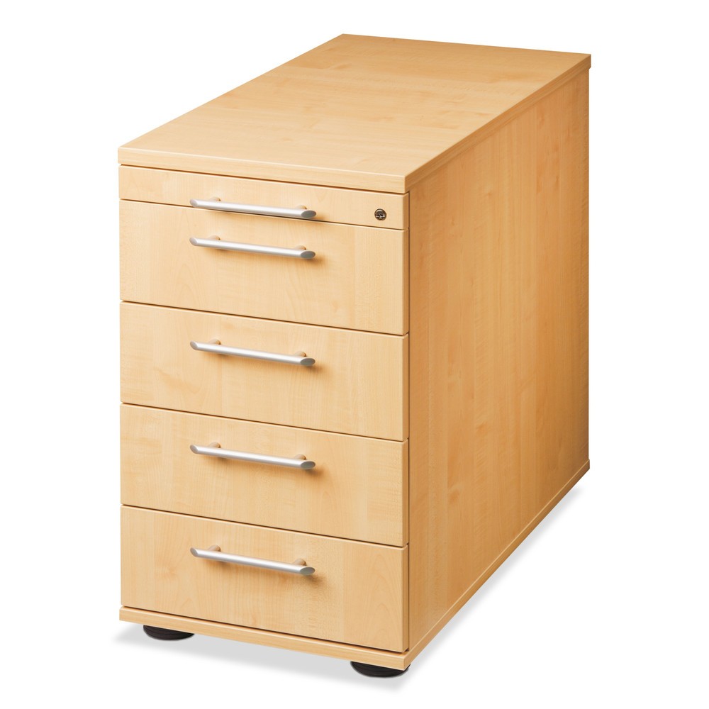 Produktabbildung: Hammerbacher Standcontainer Solid, 5 Schubladen mit Kunststoff-Griff, Buche
