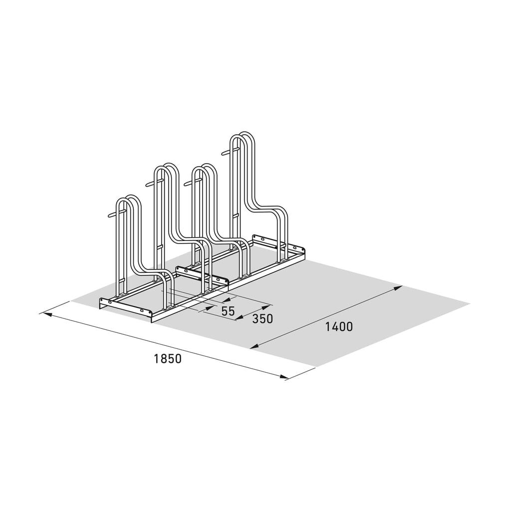 wsm® Standparker, 1-seitig, 5 Stellplätze, verzinkt Produktabbildung Nr. 6: wsm® Standparker, 1-seitig, 5 Stellplätze, verzinkt