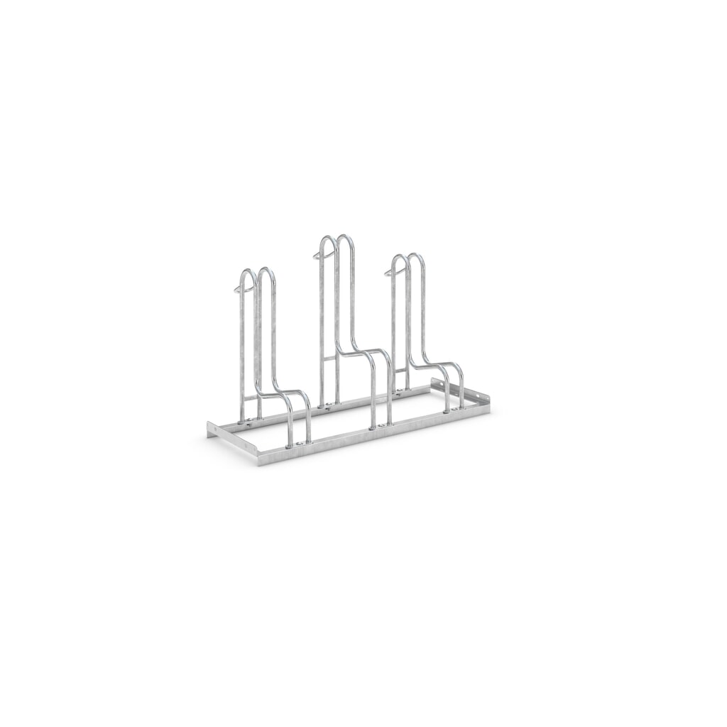 Standparker, 1-seitig, 3 Stellplätze, verzinkt Produktabbildung Nr. 1: Standparker, 1-seitig, 3 Stellplätze, verzinkt