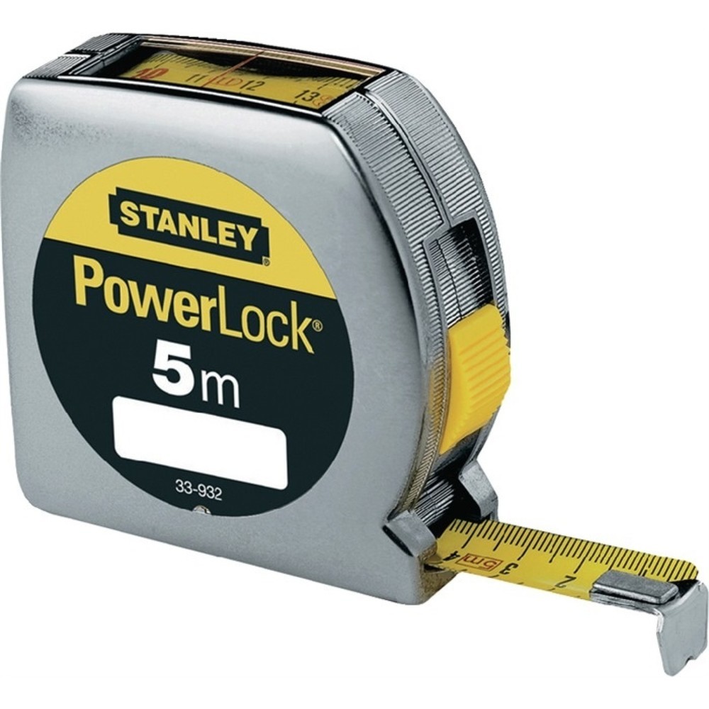Produktabbildung: STANLEY Taschenrollbandmaß PowerLock® L.5m B.19mm mm/cm EGII Ku.Sichtfenster SB